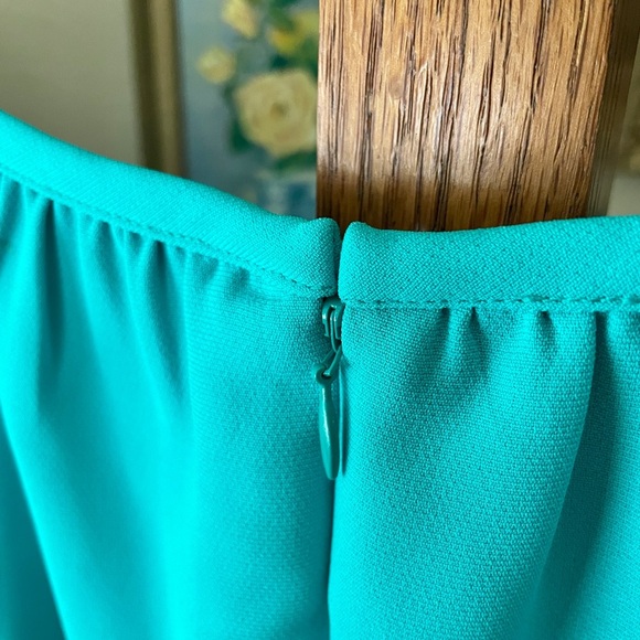 Banana Republic keyhole halter shift dress knee length lined 14 aqua turquoise - Picture 7 of 11